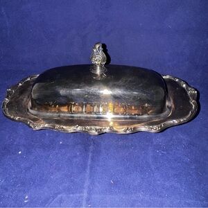 Vintage Silver Plated Butter Dish With Glass Insert and Lid